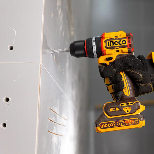 Ingco CIDLI207686E Percussive Battery Drill Driver Brushless 20V 2x2Ah