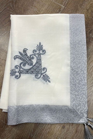 SteweHome Τραπεζομάντηλο με Κέντημα Γκρι 160x220εκ.