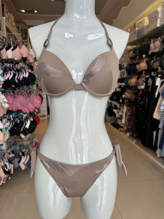 Set Bikini Μόκα Leather Print
