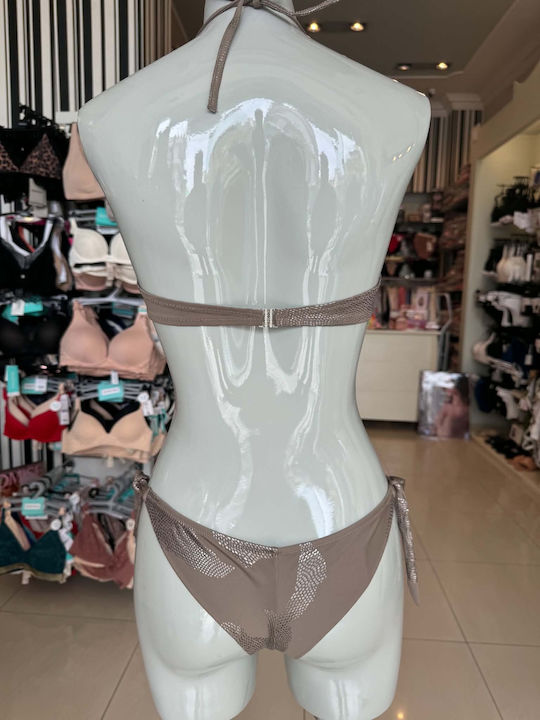 Set Bikini Μόκα Leather Print