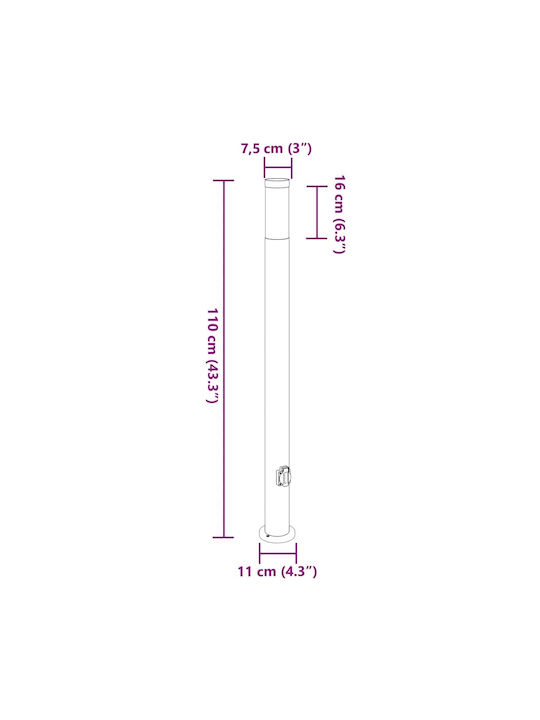 vidaXL Outdoor Small Post Floor Lamp 40W IP44 for E27 Bulb Silver