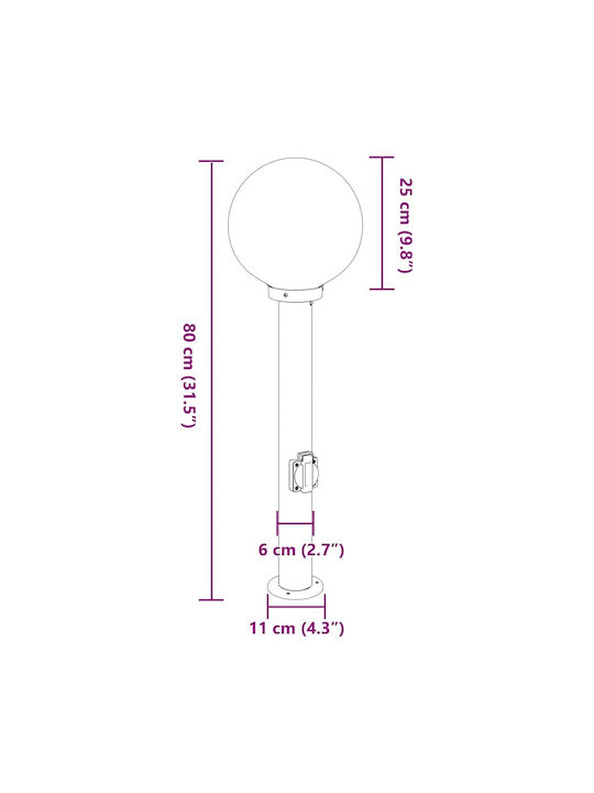 vidaXL Φωτιστικό Κολωνάκι Εξωτερικού Χώρου 40W IP44 για Ντουί E27 Ασημί