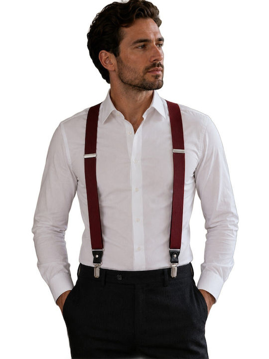 Breteli Pantaloni Zola Unisex 4 Catarame Metalice Reglabile 70–110 Cm Lățime 3.5 Cm Mărime Universală Bordo
