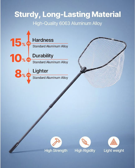 Vevor Foldable Fish Landing Net Telescopic Handle Measuring Scale Aluminum 6063 Silicone Mesh Up to 13.6 Kg Cwlhjpvcxjzgegi57001v0