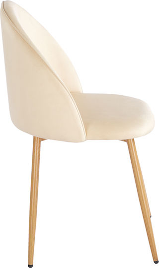 Perch Ess- und Küchenstühle Samt Creme 2Stücke 50x43x82cm
