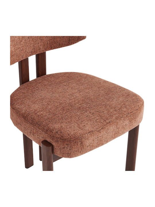 Glamor Dining Chairs with Fabric Upholstery Coffee-Walnut 2pcs 53x51x81cm