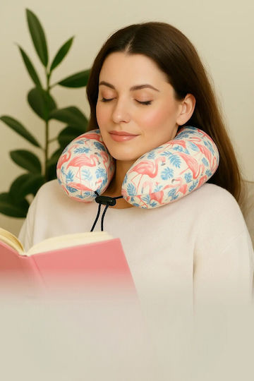 SteweHome Polyester Travel Pillow with Carry Case Pink