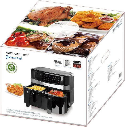 Emerio XXL Air Fryer with Double Detachable Bucket 9lt Black