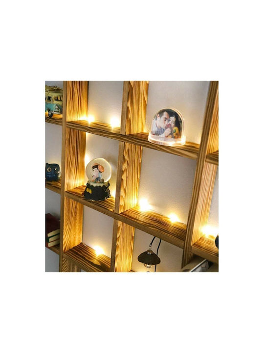 Ράφι Τοίχου με LED Καφέ 86x20x20εκ.