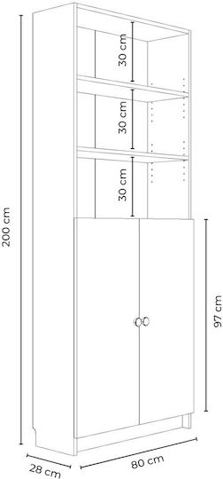 Етажерка Бяла 80x28x200см