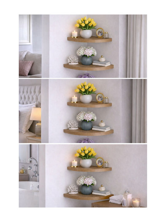 Corner Brown Wall Shelves (3 Pieces) 20x20x20cm