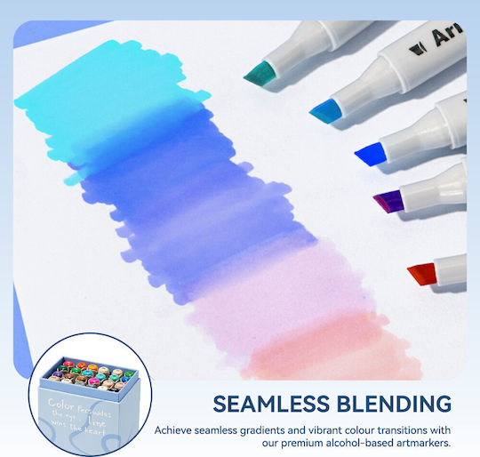 Arrtx Brush & Chisel 12 Μαρκαδόροι Basic Colors