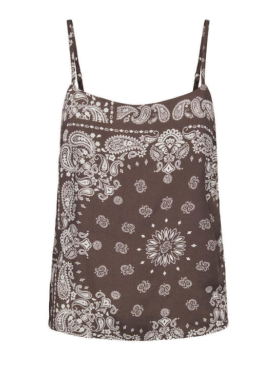 Women's Sleeveless Brown Blouse