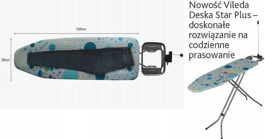 Vileda Star Plus Foldable Ironing Board for Steam Iron 120x38cm