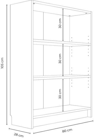 Βιβλιοθήκη Λευκό 80x28x105εκ.