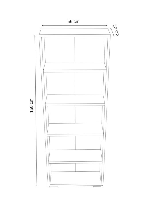 Gray Bookcase 56x20x150cm