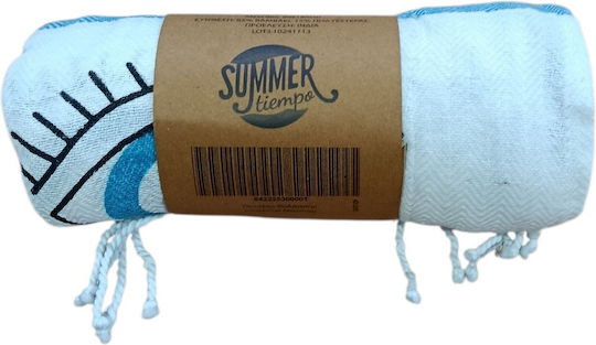Summertiempo Beach Towel Pareo Turquoise With Fringes 90x180cm