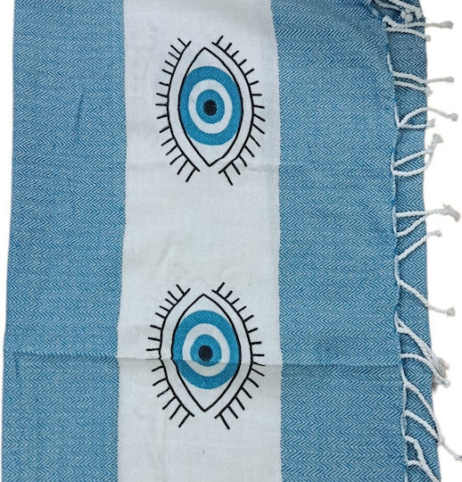 Summertiempo Beach Towel Pareo Turquoise With Fringes 90x180cm