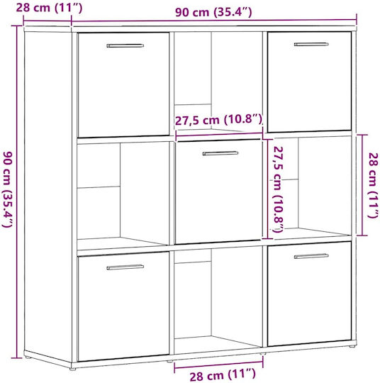 Етажерка Черен Дъб 90x28x90 см