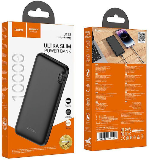 Hoco J128 Power Bank 10000mAh 10W with 2 USB-A Output Ports Black