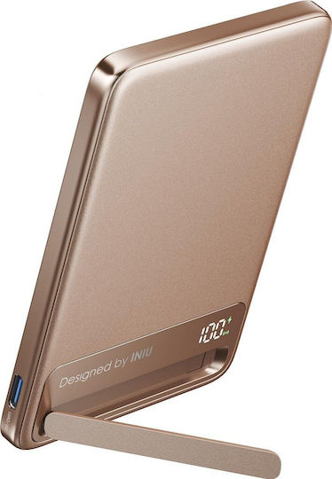 Iniu MagPro Slim MagSafe Qi2 Power Bank 5000mAh 20W mit USB-C Ausgangsanschlüsse Power Delivery Desert Titanium