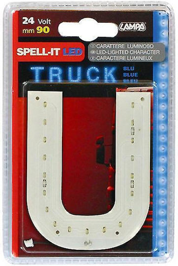Lampa Spell-It Led 24V/90mm Blue U Inscripție LED pentru Mașină 24V Albastru