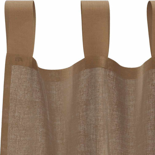 vidaXL Комплект Пердета И Завеси С Презрамки Voile Светлокафяв 140x245см