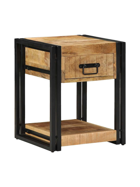 Bedside Tables Made of Solid Wood and Glass Brown 2 Pieces 40x40x50cm