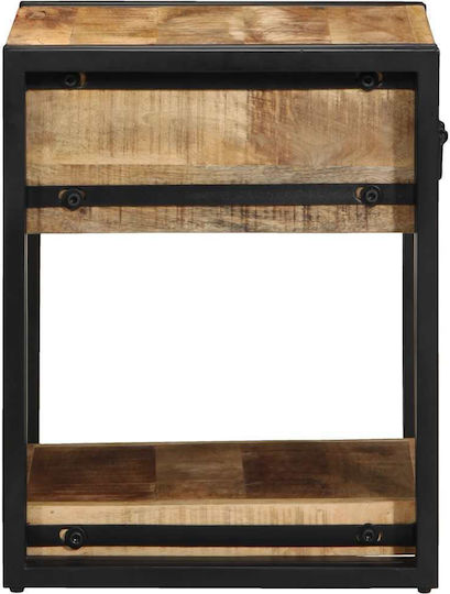 Bedside Tables Made of Solid Wood and Glass Brown 2 Pieces 40x40x50cm
