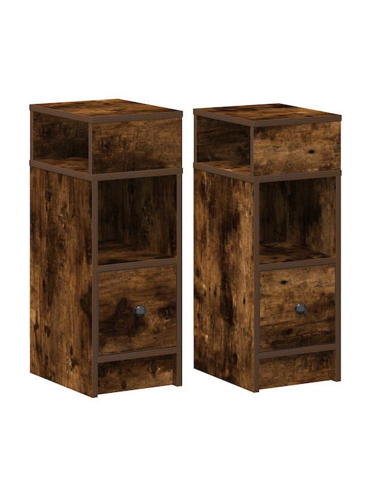 Wooden Brown Bedside Tables 2 Pieces 25x31x66cm