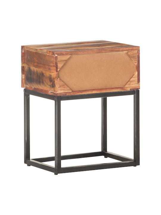 Nachttisch Aus Massivholz Mit Metallbeinen Beiges 40x30x50cm