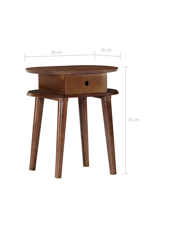 Bedside Table Made of Solid Wood Beige 50x35x55cm