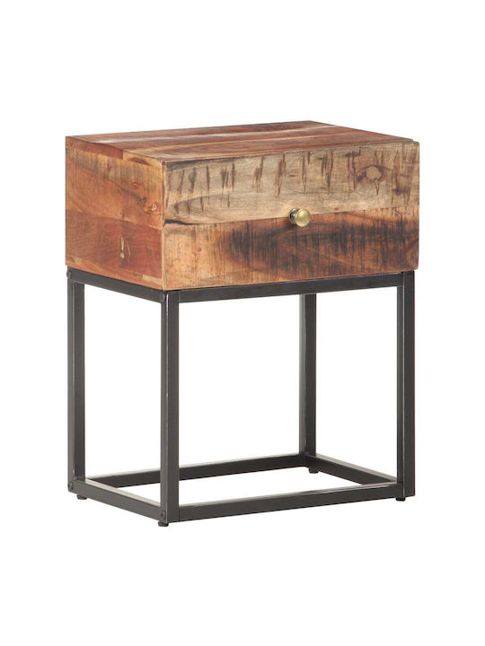 Nachttisch Aus Massivholz Mit Metallbeinen Beiges 40x30x50cm