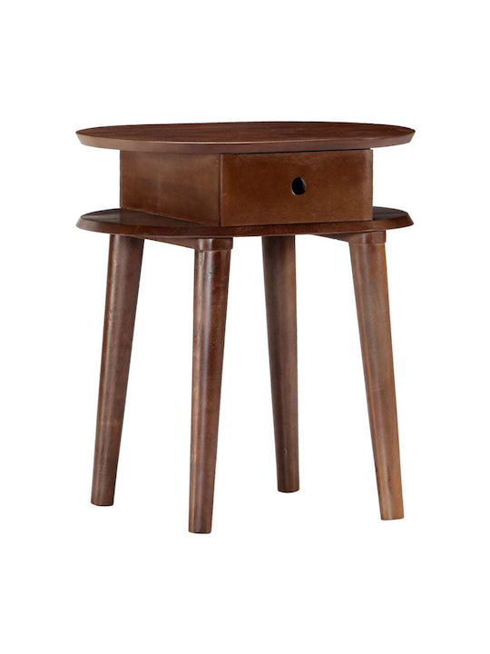Bedside Table Made of Solid Wood Beige 50x35x55cm