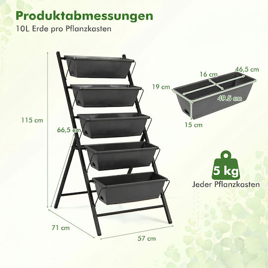 Costway Metal Planter Box Black 115x71x57cm
