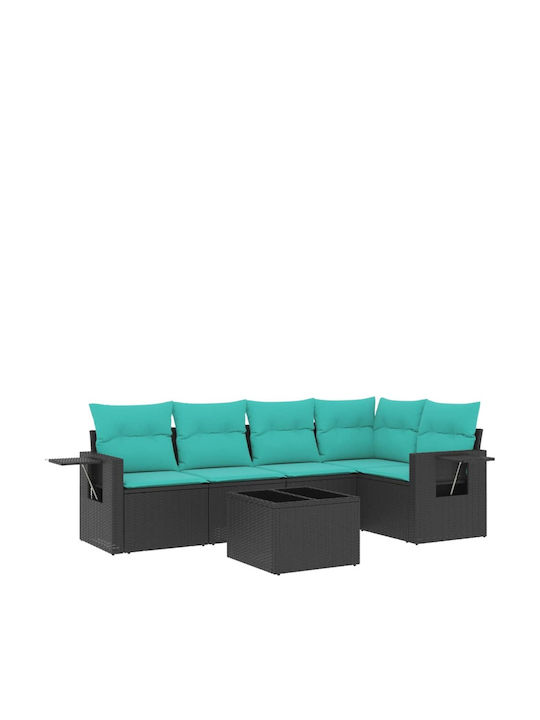 Garden & Outdoor Furniture Sets Living Room Set 6 Pieces Black with Pillows