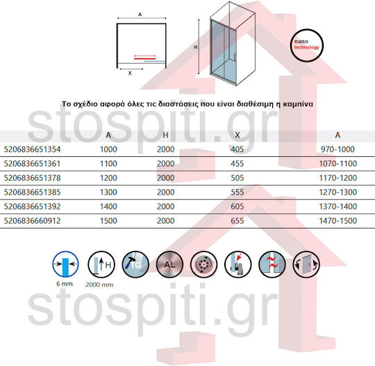 Karag Lea 400 Καμπίνα Ντουζιέρας με Συρόμενη Πόρτα 100x200cm Mat Black