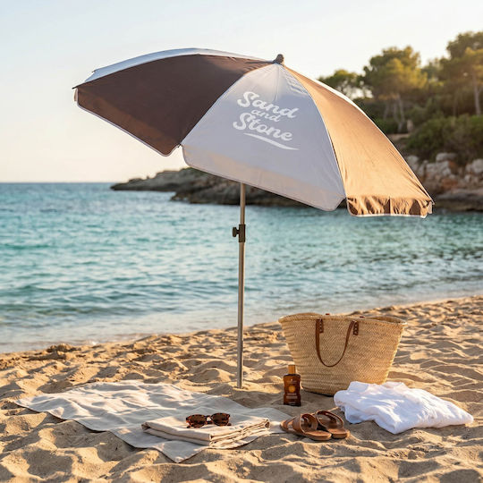 Sand & Stone Σπαστή Ομπρέλα Θαλάσσης Διαμέτρου 1.6m Brown