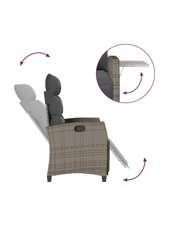 Outdoor Chair Rattan Gray with Cushion