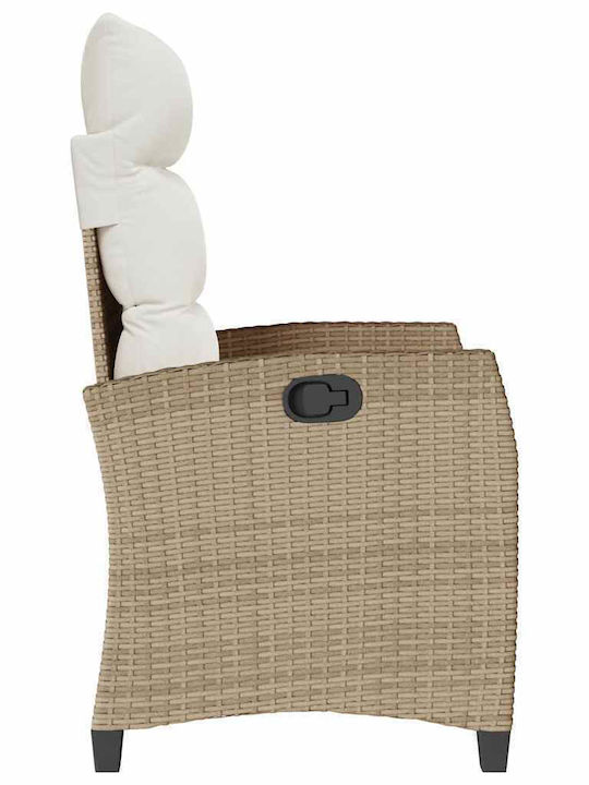 Fotoliu De Exterior Din Rattan Bej Cu Pernă
