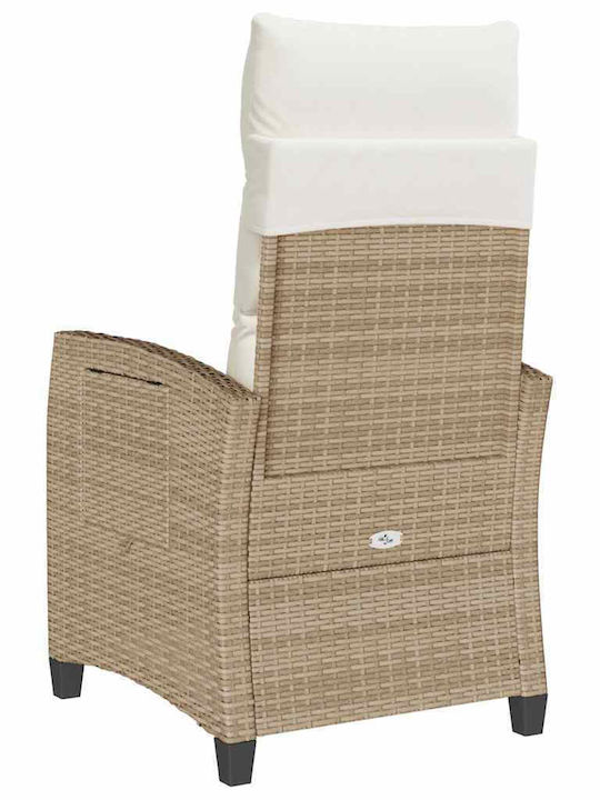 Fotoliu De Exterior Din Rattan Bej Cu Pernă