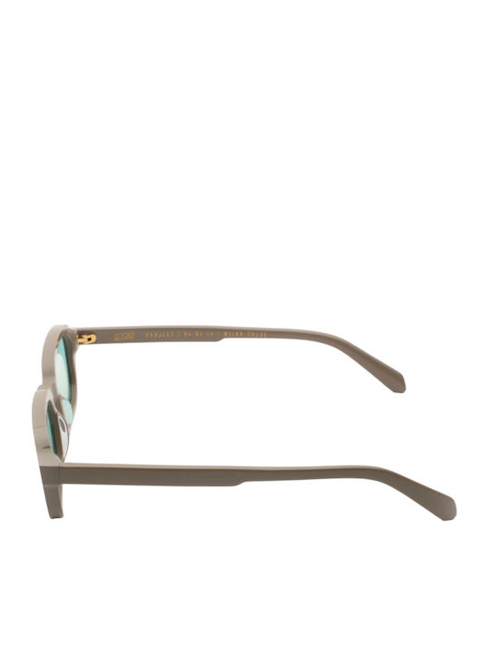 Gast Voce Unisex Sunglasses With Green Horn-Rimmed Frame And Green Lens