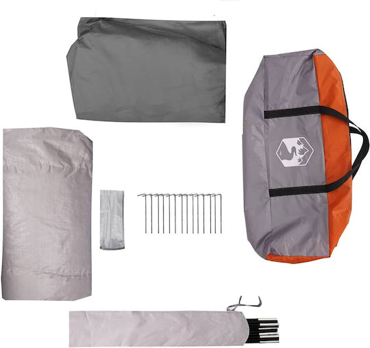 vidaXL Палатка За Къмпинг Сива За 4 Човека 298x158x132см