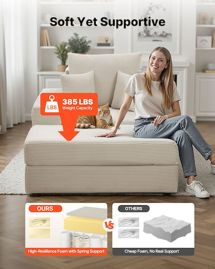 Scaun De Relaxare Cu Puf Bej 111.5x149x74cm