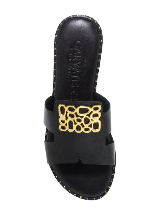 Leather Women's Flat Sandals Black
