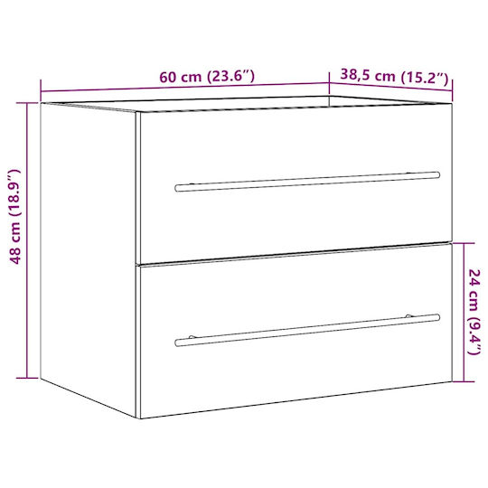 vidaXL Bench Without Sink M60xL38.5xH48cm Artisan Oak