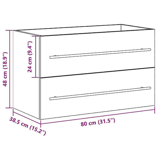 vidaXL Bench Without Sink M80xD38.5xH48cm Old Wood