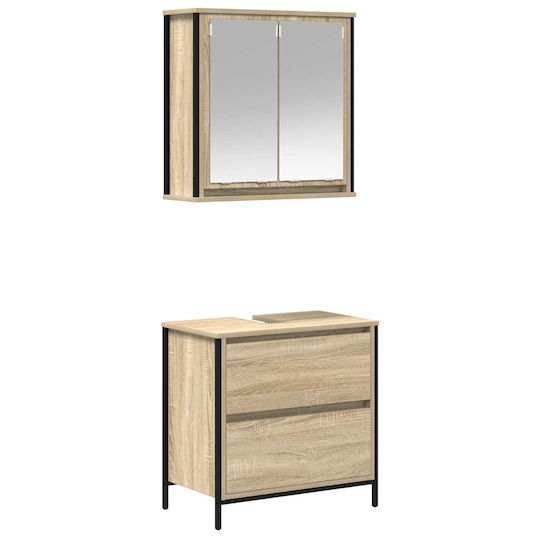 vidaXL Πάγκος χωρίς Νιπτήρα με Καθρέπτη Μ60xΒ34.5xΥ60cm Sonoma