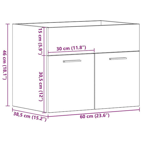 vidaXL Bench Without Sink M60xL38.5xH46cm Old Wood