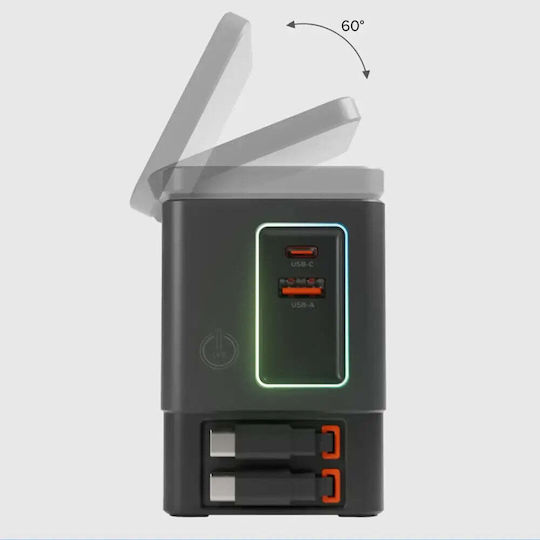 SBS Φορτιστής Magsafe με Θύρα USB-A και Θύρα USB-C και Καλώδιο USB-C 65W Μαύρος (Power Dock 6-in-1)